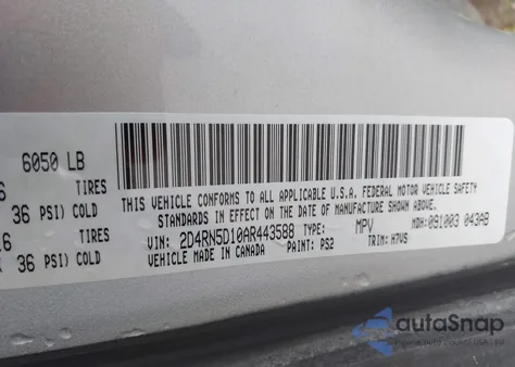 2010 Dodge Grand Caravan Sxt z USA, uszkodzony, nr VIN 2D4RN5D10AR443588